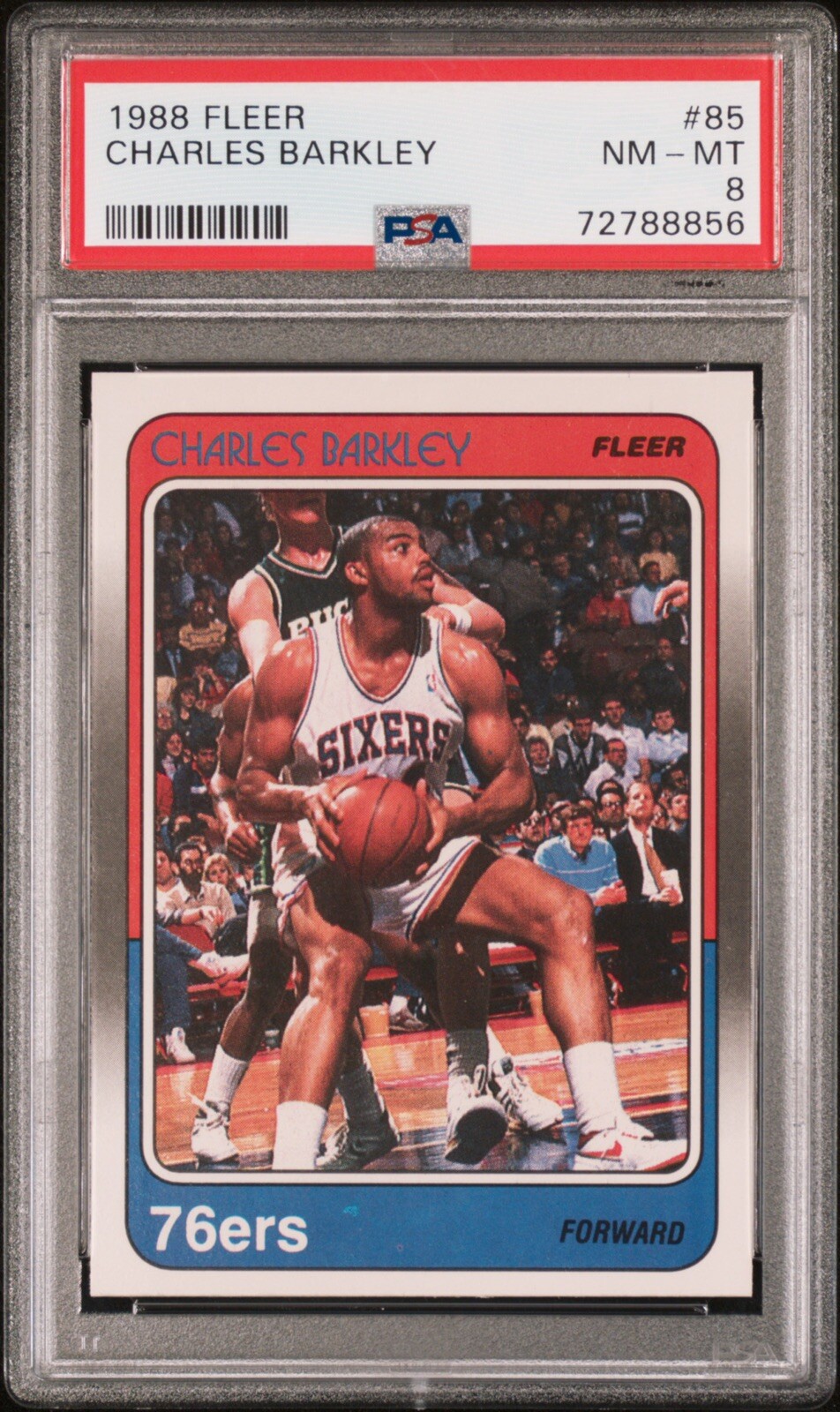 1988 Fleer Basketball # 85 Charles Barkley Philadelphia 76ers PSA 8 NM-MT