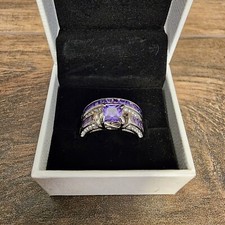 Amethyst Cubic Zirconia .925 Silver Ring Band Set Size 10