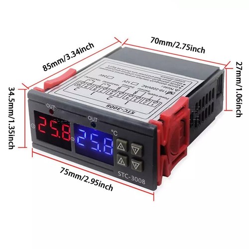 Digitaler LED Temperaturregler mit 2 Sensor Digital Thermostat STC-3008 10A 220V - Picture 8 of 12
