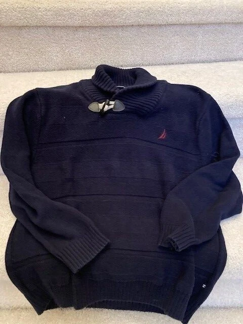 Suéter Pullover Tejido Algodón Azul Marino Nautica Niños, M (10/12) Diseño Náutico ¡AFILADO! Foto 2 de 2