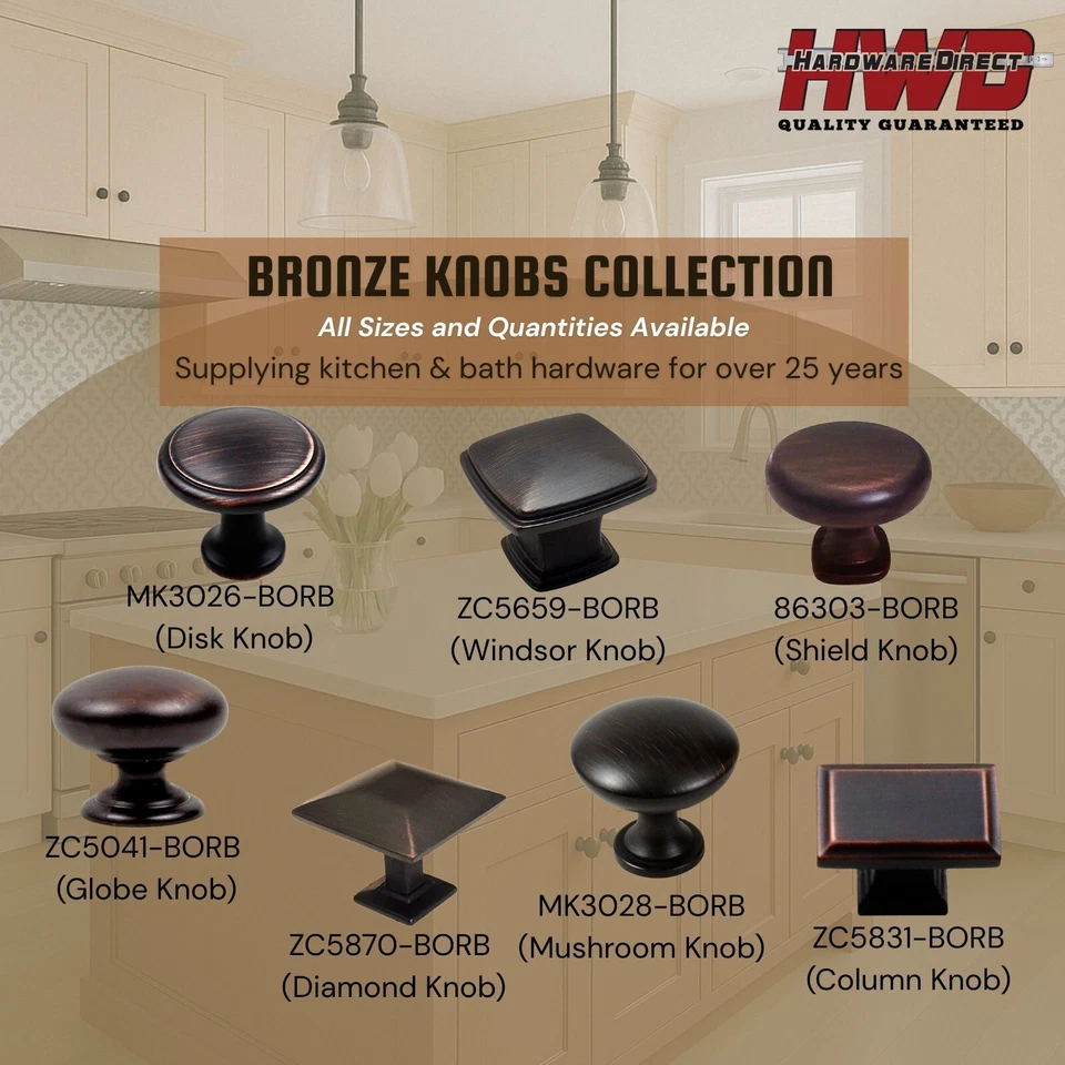 Colección PERILLAS de gabinete *Bronce frotado con aceite cepillado* Tiradores de manijas de baño de cocina Foto 2 de 3