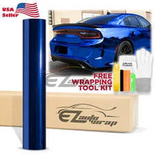 Chrome Blue Car Vinyl Wrap Sticker Decal Sheet Film Air Release Bubble Free
