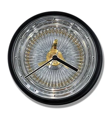 Chrome & Gold Lowrider Wire Wheel Wall Clock NEW