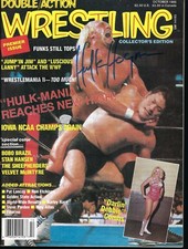 BCM6  Hogan  Flair  signed Premiere Issue Wrestling Magazine w/COA  PLEASE READ