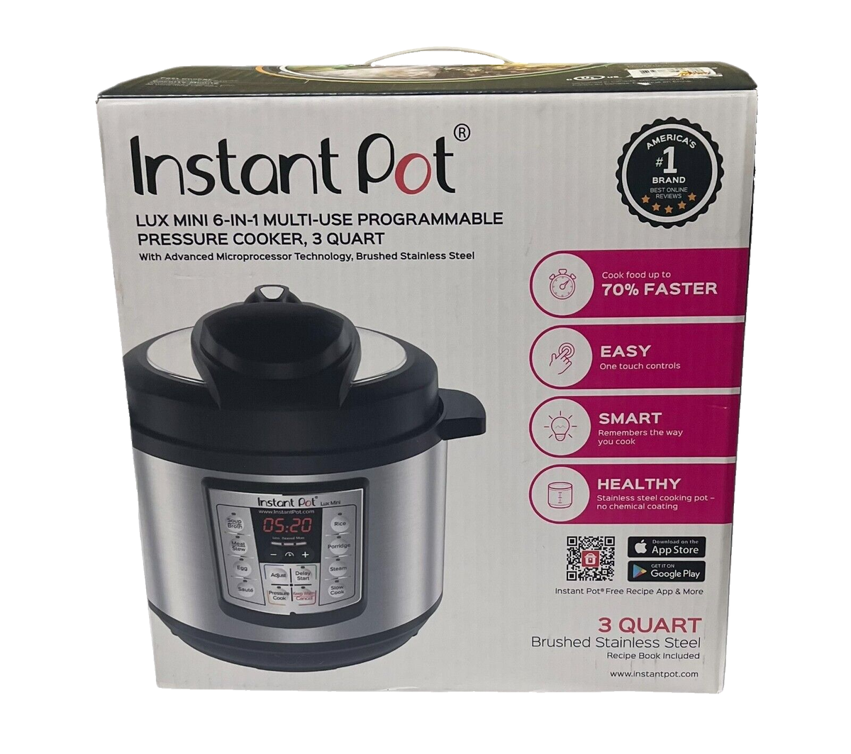 Instant Pot Lux Mini 6-in-1 Pressure Cooker Quart Brushed