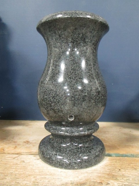 Dark Gray Granite Cemetery Monument Vase Grave Headstone Turned