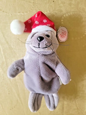 Christmas Coca Cola Santa Hat Seal 10" Bean Bag Coke Plush Stuffed Gray Soft Toy