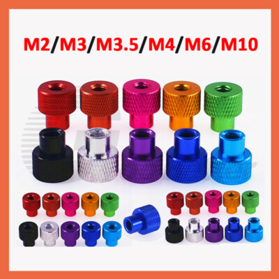 Aluminium Through Hole Knurled Thumb Nuts High Type Hand Grip Knobs Nuts M2-M10