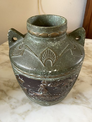 Art Nouveau Wilhelm Schiller & Sons marked WS&S Antique Green Bronze Majolica - Picture 3 of 12