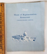 1973 U.S. HOUSE OF REPRESENTATIVES CAPITOL RESTAURANT PAPER MENU