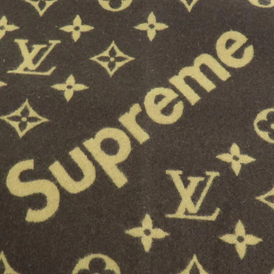Auth LOUIS VUITTON x Supreme Monogram Mufller Scarf Brown/Beige 