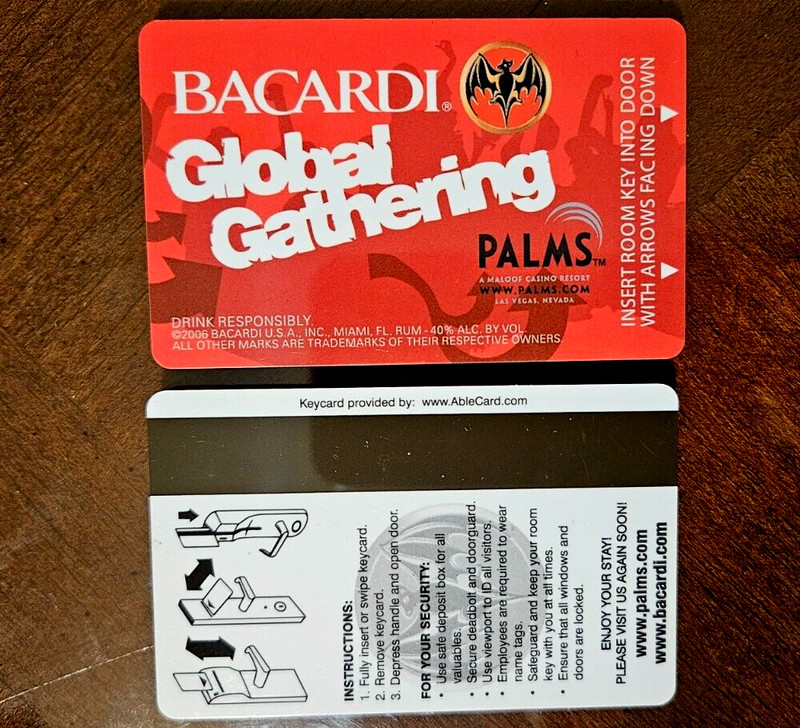 BACARDI Rum LAS VEGAS PALMS CASINO Hotel Room Card Key Chip Poker Puerto Rico