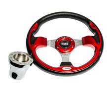 Red Golf Cart Steering Wheel For Yamaha G-Series, G29 Drive 2, Classic 12.5  OD