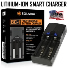 Li-ion Lithium Smart Charger 3.7V 2-Slot for 16340/14500/AA/AAA RCR123 USA