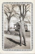 WW2 ERA Military Man FOUND PHOTOGRAPH Black And White ORIGINAL 46 51 M