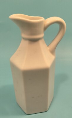 White Ceramic Cruet Vinegar Oil Vintage Pottery Pourer Pitcher Xcell