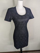 Vintage 90s Little Black Lace Mini Dress Short Sleeve Size 5 Small D2S