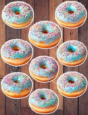 Blue Iced Donut Vinyl Die Cut Stickers Set Scrapbooking Laptop Waterbottle