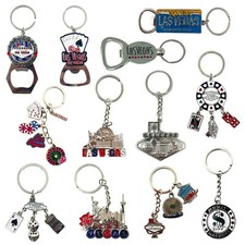 12 Pcs Las Vegas Keychain Metal Ring, 4 Bottle Openers, Poker Chip, Nevada