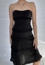 Nicole Miller Women's Dress Black Strapless Ruffle Dress Size 2