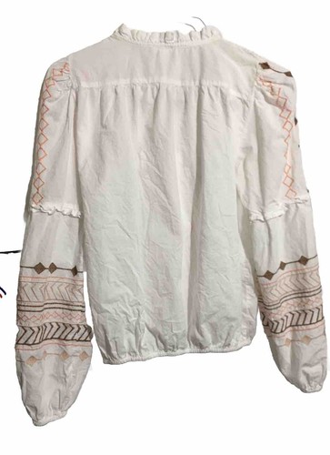 Women Venus Hobo Top Long sleeve Bohemian Embroidery White Multicolor shirt - Picture 5 of 6