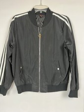 Poof Juniors Girls Black  White Track Jacket Sz Large White Stripes on Arms Nic