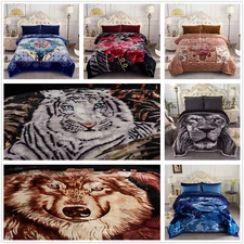 Floral Animal Printed Winter Blanket Warm Silky Mink Blanket King size