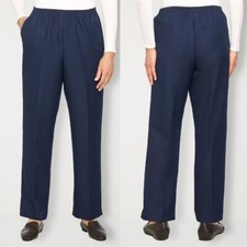 Alfred Dunner Navy Mid Rise Straight Pull-On Pants Size 14
