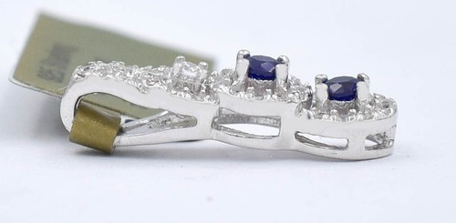 COLLAR ZAFIRO AZUL Y BLANCO GENUINO 0,24 Cts plata .925 - Nuevo Con Etiqueta - Imagen 4 de 5