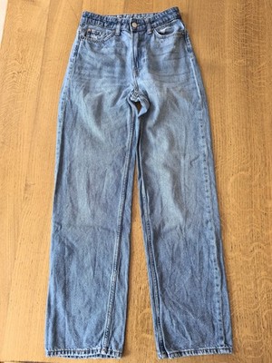 Jeans H&M Gr. 34 Loose Straight  High Waist  Distressed  Baumwolle