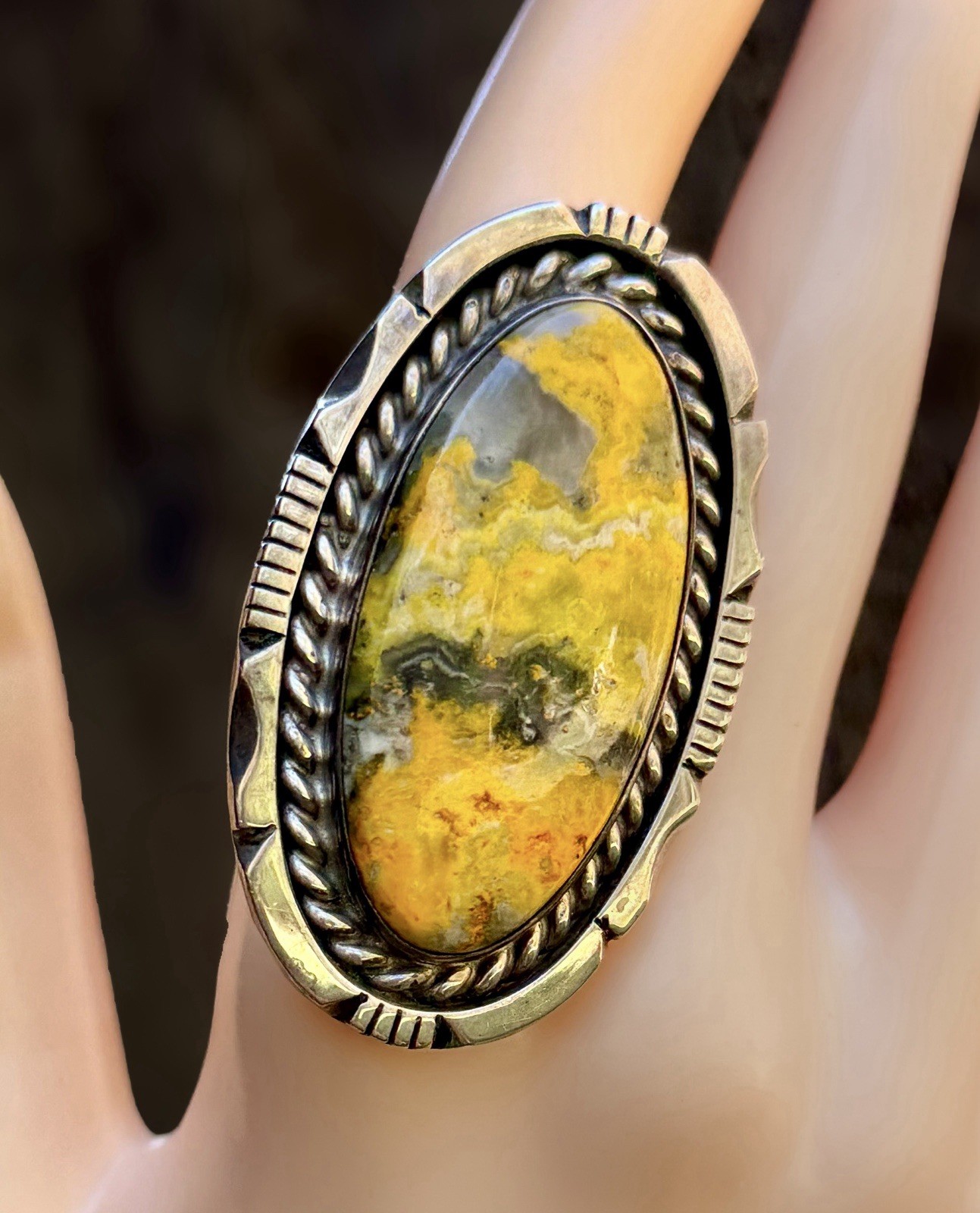 Bumblebee Jasper Native American Signed Sterling … - image 3
