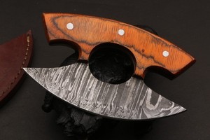 YAK_BLADES|5.5"Custom Hand Forged Damascus Steel Blade Ulu Knife for kitchen P14