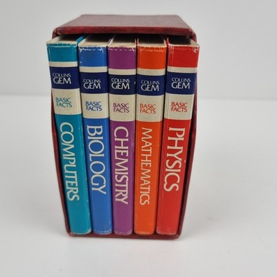 Vintage Collins Gem Basic Facts 5 Book Box Set 1982 Biology Maths Physics