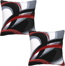 Abstract Red and Black Stripes Throw Pillow Covers 18x18 Inches Set of 2, Decor