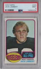 Jack Lambert 1976 Topps PSA 9 Mint Graded Card Pittsburgh Steelers Rookie #220