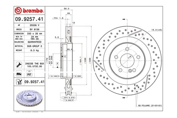 For Mercedes-Benz SLK55 AMG 05-10 Brake Rotor UV Coated Series Drilled & Slotted Foto 2 de 4