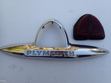 1947 1948 1949 Plymouth Trunk Emblem Glass Lens Very Nice Chrome Plating