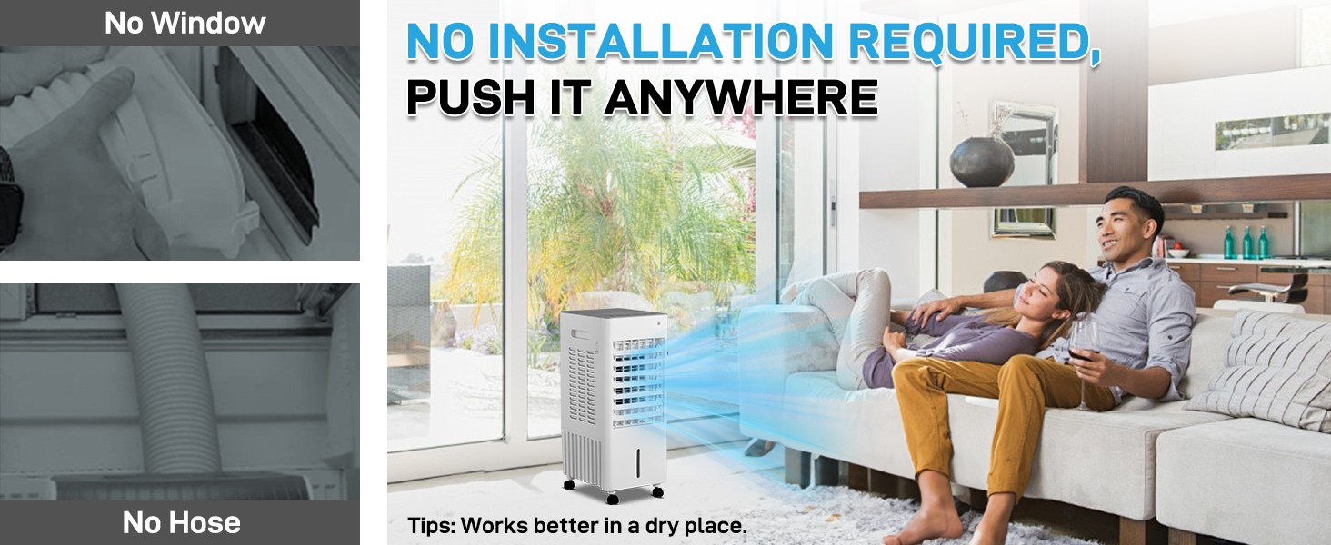 3-IN-1 Portable Air Conditioner, Evaporative Air Cooler /Humidifier /Cooling