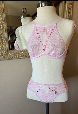 NWT Adore Me Emmeline unlined bra & Cheeky Panty Set Pink 32B Medium