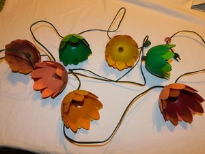 VTG NOMA BLOW MOLD TULIP TIKI OUTDOOR LIGHT STRING LIGHTS 14 ft CAMP PATIO RV