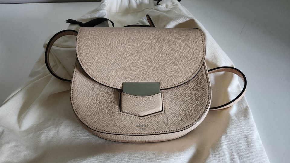 CELINE Trotteur Crossbody Bag Beige Pink