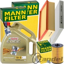 MANN INSPEKTIONSPAKET+5L CASTROl 5W-30 ÖL passend für AUDI A3 8V VW GOLF 7 TDI