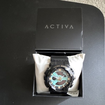 Activa Men's Sport Analog Digital Wristwatch Black Plastic w/ Box