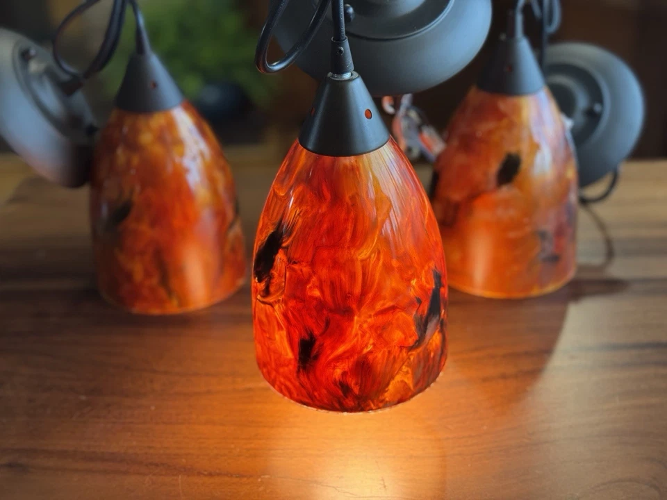 Juego de 3 Lámparas Modernas Westinghouse Colgante Ardiente Vidrio Artesanal Foto 3 de 4