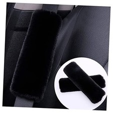 2PCS Fluffy Car Seatbelt Covers - Soft Comfortable Plush Seat Belt Black/2pcs