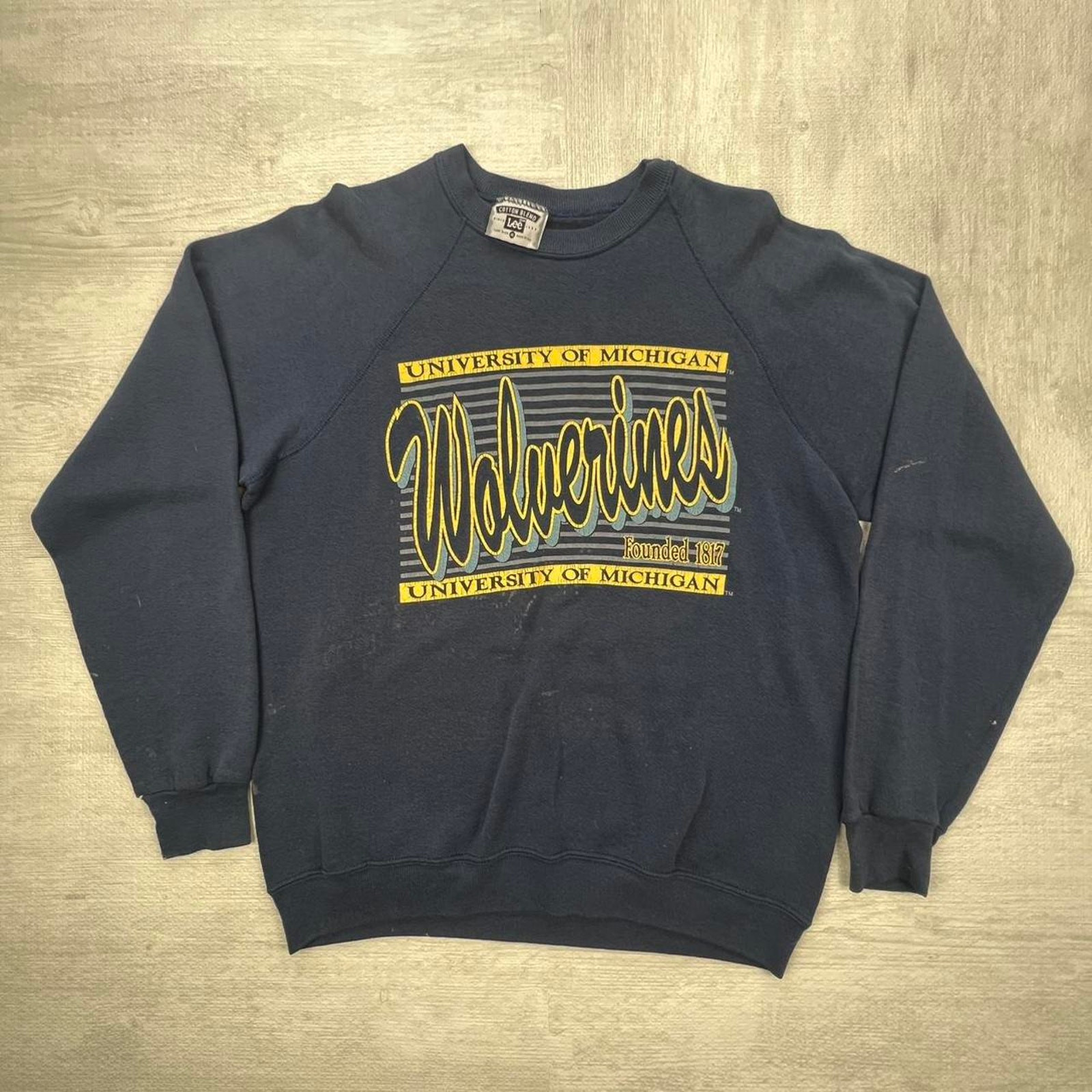 Vintage 80s Michigan Wolverines Sweatshirt Size: XL Blue Yellow NCAA College