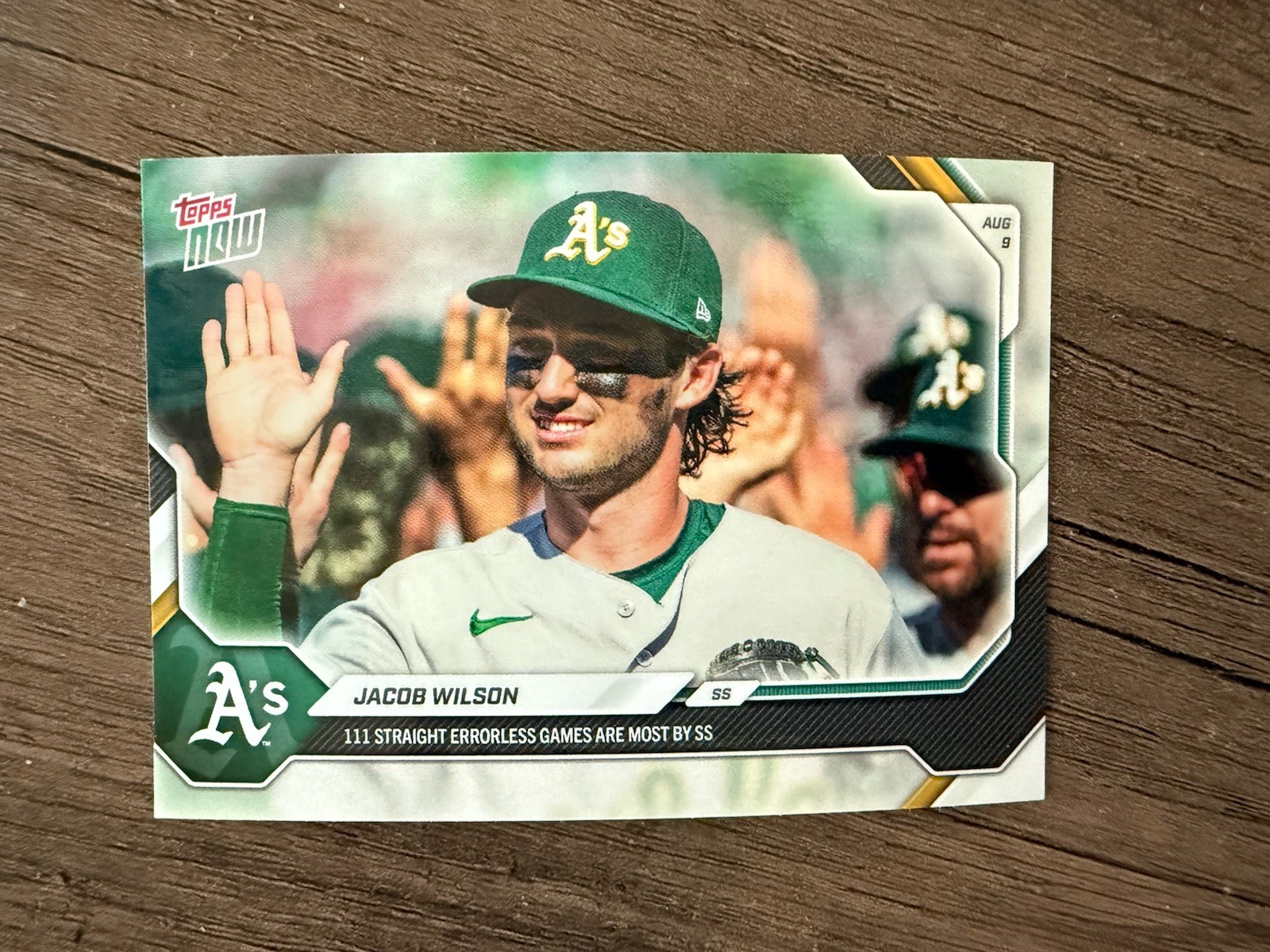 Jacob Wilson 111-Straight Errorless Games 2026 MLB Topps NOW Card 541 Athletics