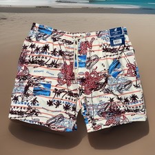NWT Caribbean Joe Men's Swim Trunks Island Supply Company Ivory Size XL