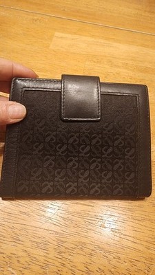 Loewe black canvas & leather bifold wallet featuring the iconic
