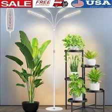 4-Head Full Spectrum Grow Light W/ Timer Height Adjustable Indoor Plant Lamp New